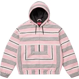 Supreme Тканая полосатая куртка с капюшоном, Pink/Pink