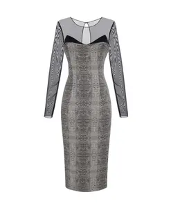 Платье из тюля, атласа и крепа с принтом под питона. Elisabetta Franchi, черный