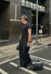 Джинсы очень свободного кроя Bershka, Mottled Dark Grey