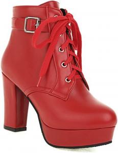 Женские ботильоны DXSYMJM на платформе с пряжкой и шнуровкой, модные туфли на высоком каблуке из искусственной кожи для вечеринки, Red