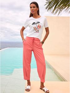 Рубашка с короткими рукавами в белом и коралловом цвете Heine