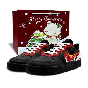 Nike Кроссовки для скейтбординга Court Borough Snow Kiss Santorini Slip Resistant Abrasion Resistant Low top для детей, черные