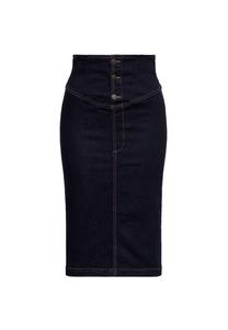 Юбка-карандаш с застежкой на три пуговицы спереди QUEEN KEROSIN, цвет Denim