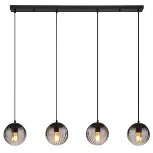 Подвесной светильник DALLERTA E27 1 шт. Подвесной светильник/люстра/дымчатое стекло/регулируемая высота/для обеденного стола Globo Lighting, черный