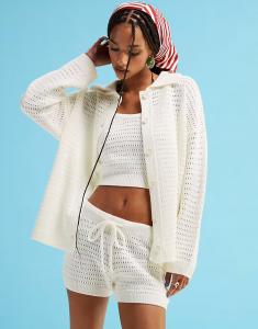 Вязаный кардиган с воротником ASOS DESIGN, кремовый цвет