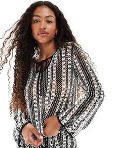 Ажурный топ с длинными рукавами Vero Moda в однотонную полоску