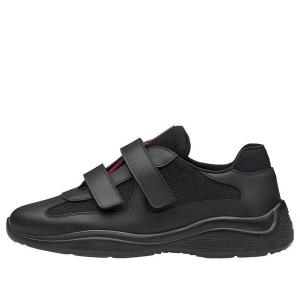 Кроссовки sport leather sneakers 'black' Prada, черный