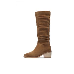 GOLDLION Коричневые женские высокие сапоги на каблуке 5,5 см, цвет Brown