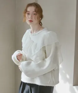 Асимметричный вязаный топ с оборками