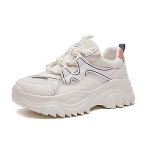 SENJIALUO Высокие устойчивые к истиранию легкие нескользящие низкие массивные кроссовки женские бежево-голубые, цвет Beige Blue