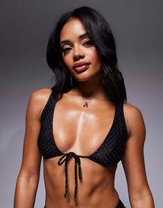 Черный топ-бикини с заклепками South Beach