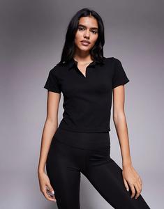 4505 бесшовное рубчатое поло с короткими рукавами черного цвета