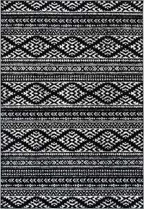 Ковер SAFAVIEH, 61 x 153 см, Tulum Collection, Black & Ivory, марокканский богемный племенной дизайн, не линяет и прост в уходе, идеален для помещений с высокой проходимостью: прихожая, гостиная, спальня (TUL272Z)