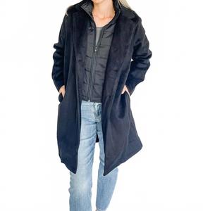 Длинное пальто Velvet Touch черного цвета Hem & Thread, черный