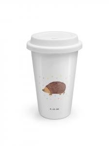 Mr. & Mrs. Panda Белая кофейная кружка на вынос с надписью "Сердечки ежика" без слов