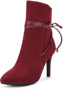 NBZKBNG Модные ботильоны на шпильке для женщин из замши с крест-ремешком, сексуальные с заостренным носком, противоскользящие с высоким каблуком, средние по голенище, стильные для осени и зимы, вечерние для вечеринок