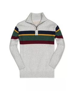 Свитер на молнии из органического материала с длинными рукавами и полоской для маленьких мальчиков Hope & Henry, серый