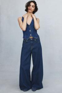 Очень широкие высокие джинсы H&M, синий