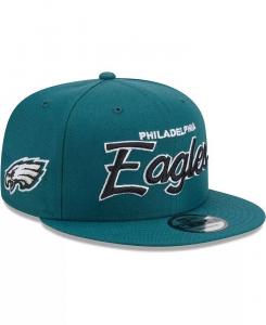 Мужская бейсболка Midnight Green Philadelphia Eagles Main Script 9FIFTY Snapback New Era, зеленый