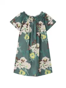 Платье Goldie с оборками и цветочным принтом Bonpoint, зеленый