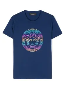 Футболка с принтом Medusa Versace Kids, синий