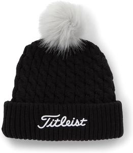 Мужская вязаная шапка с помпоном Titleist Cable Knit, Black/White