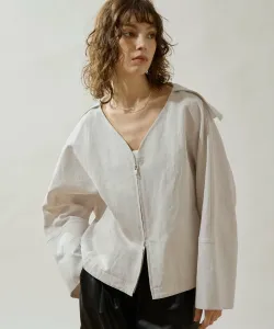 Джинсовая матросская куртка из хлопка и льна Whim Gazette, цвет White