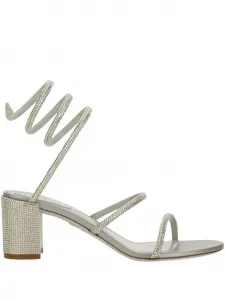 Босоножки с украшением в виде спирали René Caovilla, серебристый