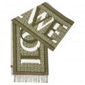 Шерсть, кашемир, кашемировые вязаные шарфы для женщин тёмно-зелёный LOEWE