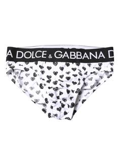 Брифы White Heart Printed Regular Brief Underwear Dolce & Gabbana, белый
