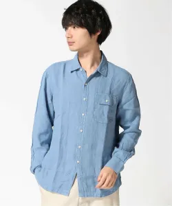 (M) Льняная рубашка прямого кроя