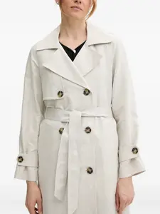Двубортный тренчкот с поясом Sisley, нейтральный