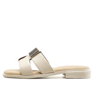 YEARCON Женские слайдеры с резиновой подошвой устойчивые к истиранию экрю, цвет Ecru