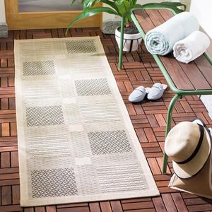 Ковер SAFAVIEH, 69 x 201 см, Washable коллекции Outdoor Courtyard — дорожка, Sand & Black, без линьки и легкий в уходе, идеально для патио, прихожей, гардеробной, коридора, кухни (CY1928-3901)
