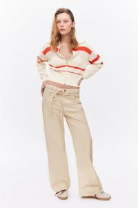 Свободные брюки из твила с заниженной талией Monki, бежевый