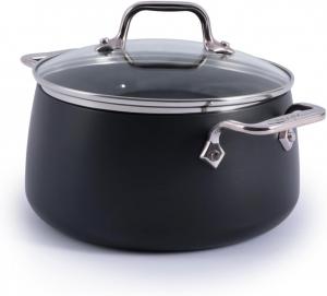 All-Clad HA1 Expert Hard Anodized антипригарная кастрюля с крышкой (3,8 л) для пасты и супа, безопасна для посудомоечной машины и духовки до 260°C, для всех типов плит (газ, электричество, индукция) - черная