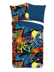 Комплект постельного белья из микрофибры, 2 предмета, 135x200 см, в стиле граффити с яркими рисунками JACK, 135x200 см