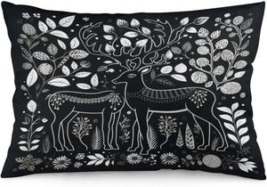 MaSiledy Декоративная наволочка скандинавский фольклор лесной олень винтаж дикие животные двусторонняя печать Pattern-6