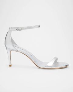 Сандалии Nudist II с металлизированным ремешком на щиколотке Stuart Weitzman, серебряный