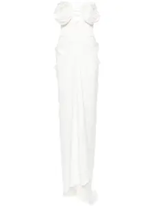 Платье с цветочной аппликацией и драпировкой Ana Radu, белый