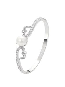 Faina Женский браслет-манжета со стразами, серебристо-белый