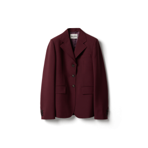 Однобортный жакет из мохера козленка MIU MIU, красный амарант / кукурузный желтый