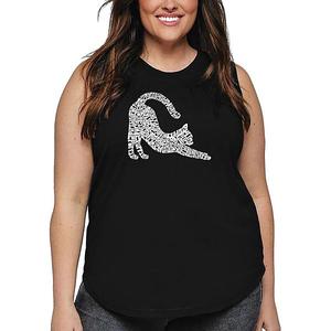 Футболка с принтом Stretching cat для женщин plus size La Pop Art, Black