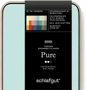 Простыня Schlafgut "PURE TOPPER" хлопковая 140-160х200-220 см, цвет petrol light