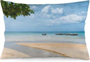 MaSiledy Декоративная подушка Sunny Beach в морском стиле с тематикой природы и потайной молнией Pattern-6