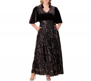 Женское вечернее платье большого размера Radiant Opulence Kiyonna, Silver damask motif