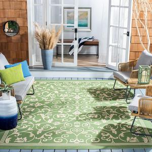 Ковер SAFAVIEH, 244 x 336 см, Washable Rug Outdoor Courtyard Collection - Olive & Natural, не линяет и легко чистится, идеален для патио, заднего двора, прихожей (CY2098-1E06)