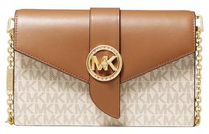 Сумка через плечо Charm из искусственной кожи с цепочкой, маленькая, женская, цвет ванильный белый и желудь коричневый MICHAEL KORS