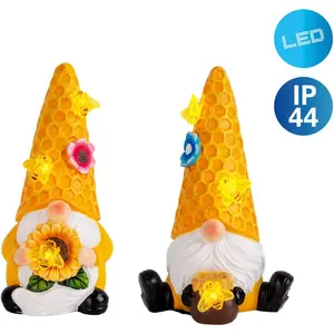 Солнечный светильник näve LED Abby LED-модуль 2 шт. теплый белый 2 шт. Набор Гном, желтый/разноцветный, с пчелкой и цветочками, теплый белый Näve, Bunt