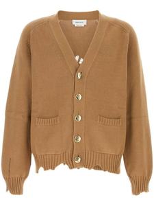 Кардиган с потертым черепом Alexander McQueen, нейтральный цвет